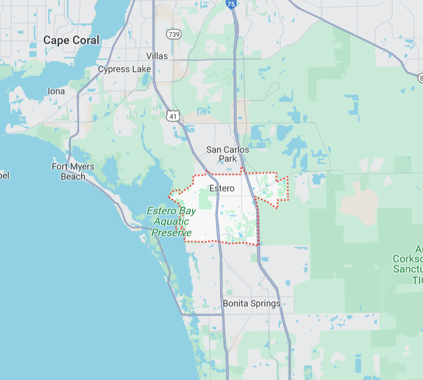 Estero, FL Home Water Treatment & Testing Services Map
