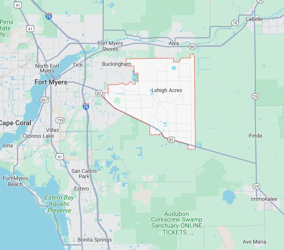 Lehigh Acres, Florida Home Water Treatment Service Map