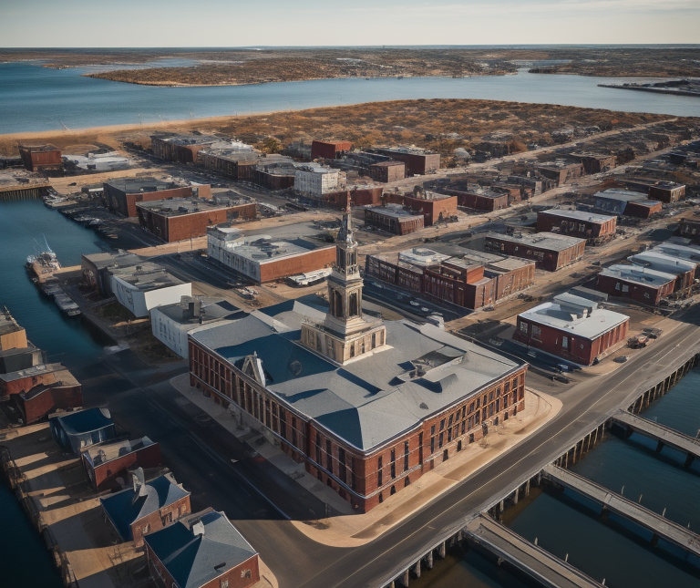 Aerial view of New Bedford, Massachusetts