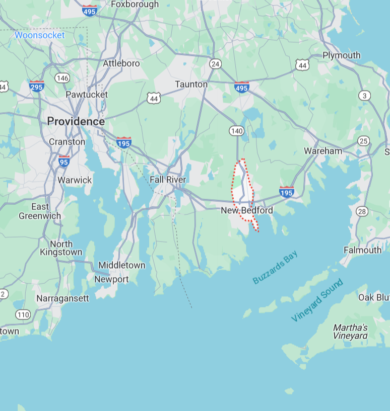 Map showing Providence, Newport, and New Bedford service areas for SafeWell's Water Treatment Systems.