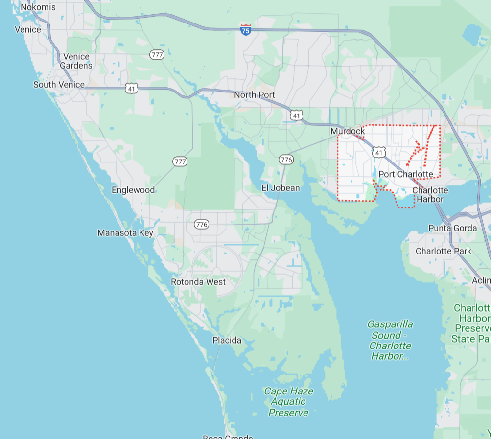 Port Charlotte, FL Service Map for Home Water Treatment & Well Testing from SafeWell